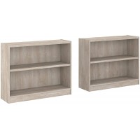 Bush Furniture Universal 2 Shelf Bookcase Set of 2 Washed Gray