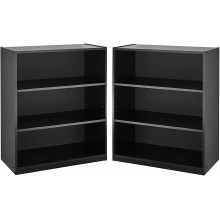 Easy to Assemble Contemporary Style Mainstays 3-Shelf Wood Bookcase in Black 2 pack
