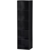 Hodedah Import 5 Shelf Bookcase Black
