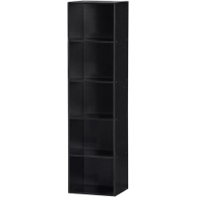 Hodedah Import 5 Shelf Bookcase Black
