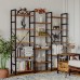 IRONCK Bookcases and Bookshelves Triple Wide 5 Tiers Industrial Bookshelf Large Etagere Bookshelf Open Display Shelves with Metal Frame for Living Room Bedroom Home Office