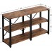 IRONCK Bookshelf Double Wide 47 in 3 Tier Industrial Bookcases Wood and Metal Bookshelves Book Shelves for Home Office Decor Display