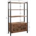 IRONCK Industrial Bookshelf and Bookcase with 2 Louvered Doors and 3 Shelves Standing Storage Cabinet for Living Room Home Office Bedroom Washroom Vintage Brown