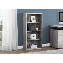 Monarch Specialties Bookcase Sturdy Etagere with 3 Adjustable Book Shelves 48”H Grey