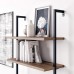 Nathan James Theo 6-Shelf Tall Bookcase Wall Mount Bookshelf with Reclaimed Wood and Industrial Metal Frame Oak Black