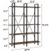 O&K Furniture Double Wide 5-Shelf Bookcase Industrial Large Open Metal Bookcases Furniture Etagere Bookshelf for Home & Office