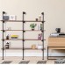 Pynsseu Industrial Iron Pipe Shelf Wall Mount Farmhouse DIY Open Bookshelf Pipe Shelves for Kitchen Bathroom bookcases Living Room Storage 3Pack of 5 Tier