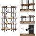 Rolanstar Bookshelf 5-Tier Open Etagere Bookcase 71.8’’H x 41.3”L Freestanding Bookshelves for Storage and Display Rustic Book Shelves for Living Room Bedroom Home Office