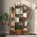 Rolanstar Bookshelf with 2 Wooden Drawers Rustic Wood Bookshelves Free Standing Book Shelf Industrial Shelf Free Standing Storage Shelf for Bedroom Living Room Home Office Rustic Brown