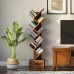 Rolanstar Tree Bookshelf with Drawer Free Standing Bookcase Display Floor Standing Storage Shelf for Books CDs Plants,Utility Organizer Shelves for Living Room Bedroom Rustic Brown