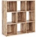 Signature Design by Ashley Piperton Modern 9 Cube Storage Organizer or Bookcase Natural Brown
