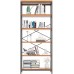 Solid Open Book Shelves Tall Morden Bookshelf 6 Foot Free Standing Display Shelf 5 Tier Industrial Bookcase for Living Room Bedroom Black Metal Frame & Rustic Cherry Wooden Shelves