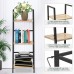 SpringSun 3-Tier Ladder Shelf Bookcase Living Room Rustic Standing Shelf Storage Organizer Wood and Metal Shelf for Home and Office