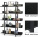 Tribesigns 5 Tiers Bookcase 5-Shelf Industrial Style Etagere Bookcases and Book Shelves Metal and Wood Free Vintage Bookshelf with Back Fence Black