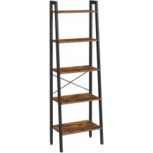 VASAGLE ALINRU 5-Tier Bookshelf Industrial Bookcase and Storage Rack Wood Look Accent Furniture with Metal Frame 22.1 x 13.3 x 67.7 Inches Rustic Brown