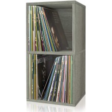 Way Basics 2-Shelf Cube Book Case Vinyl LP Record Album Storage Tool-Free Assembly and Uniquely Crafted from Sustainable Non Toxic zBoard Paperboard Grey