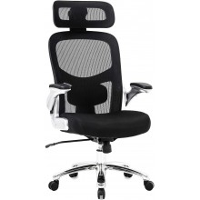 Big and Tall Office Chair 500lbs Wide Seat Executive Desk Chair with Lumbar Support Flip UP Arms Headrest High Back Computer Chair Ergonomic Mesh Chair for Heavy People Black