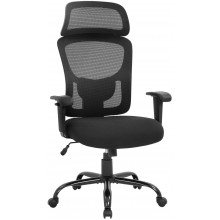Big and Tall Office Chair Ergonomic Chair 400lbs Wide Seat Executive Desk Chair with Lumbar Support Adjustable Armrest Headrest High Back Mesh Computer Chair Rolling Swivel Task ChairBlack