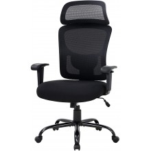 Big and Tall Office Chair Ergonomic Office Chair 400lbs Wide Seat Executive Desk Chair with Lumbar Support Adjustable Armrest Headrest High Back Mesh Computer Chair Rolling Swivel Task ChairBlack