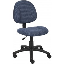 Boss Office Products Perfect Posture Delux Fabric Task Chair without Arms in Blue