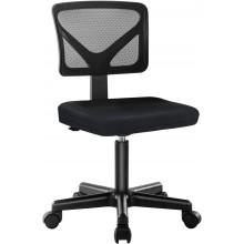 Desk Chair Swivel Computer Office Mesh Desk Chair Armless Office Chair Small Desk Chair Adjustable Black Computer Task Chair No Armrest Mid Back Home Office Chair for Small Spaces
