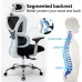 Ergonomic Office Chair KERDOM Home Desk Chair Comfy Breathable Mesh Task Chair High Back Thick Cushion Computer Chair with Headrest and 3D Armrests Adjustable Height Home Gaming Chair White-S