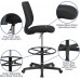 Flash Furniture Ergonomic Mid-Back Mesh Drafting Chair with Black Fabric Seat and Adjustable Foot Ring