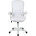 Flash Furniture High Back White Mesh Ergonomic Swivel Office Chair with White Frame and Flip-up Arms