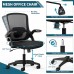 Funria Mid Back Mesh Office Chair Ergonomic Swivel Black Desk Chair Mesh Computer Chair Flip Up Arms with Lumbar Support Adjustable Height Task Chair