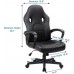 Furmax Office Chair Desk Chair Leather Gaming Chair Computer Chair Racing Style Ergonomic Adjustable Swivel Task Chair with Lumbar Support and Arms Black