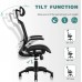 Gabrylly Ergonomic Mesh Office Chair High Back Desk Chair Adjustable Headrest with Flip-Up Arms Tilt Function Lumbar Support and PU Wheels Swivel Computer Task Chair