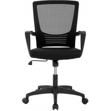 Home Office Chair Ergonomic Desk Chair Mesh Computer Chair Lumbar Support Modern Executive Adjustable Rolling Swivel Chair Comfortable Mid Black Task Chair Black