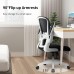 Home Office Chair mfavour Ergonomic Office Chair with Flip-up Armrest Lumbar Support Computer Mesh Chair for Home Office White