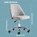 Home Office Desk Chair Modern Adjustable Low Back Rolling Chair Twill Fabric Upholstered Chair Armless Cute Chair with Wheels for Bedroom Classroom and Vanity Room Light Grey