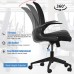 IPKIG Ergonomic Office Chair Home Office Desk Chairs with Wheels and Flip-Up Arms Foldable Backrest Mesh Computer Chair with Lumbar Support Black