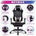 KBEST Massage Gaming Chair High Back Racing PC Computer Desk Office Chair Swivel Ergonomic Executive Leather Chair with Adjustable Back Angle Armrests and Footrest White