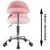 KKTONER PU Leather Round Rolling Stool with Back Rest Height Adjustable Swivel Drafting Work SPA Task Chair with Wheels Pink