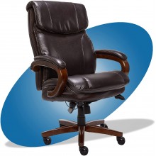 La-Z-Boy Big and Tall Trafford Executive Office AIR Technology High Back Ergonomic Chair with Lumbar Support Brown Bonded Leather