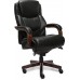 La-Z-Boy Delano Big & Tall Executive Office Chair | High Back Ergonomic Lumbar Support Bonded Leather Black with Mahogany Wood Finish | 45833A