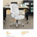 Office Chair Computer High Back Adjustable Ergonomic Desk Chair Executive PU Leather Swivel Task Chair with Armrests Lumbar Support White