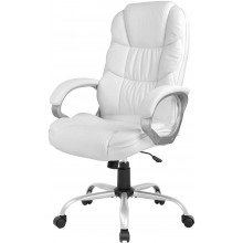 Office Chair Computer High Back Adjustable Ergonomic Desk Chair Executive PU Leather Swivel Task Chair with Armrests Lumbar Support White