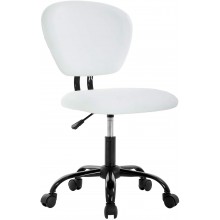 Office Chair Ergonomic Cheap Desk Chair PU Leather Computer Chair Task Rolling Swivel Stool Mid Back Executive Chair with Lumbar Support White