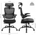 Office Chair Ergonomic Desk Chair Leather Cushion Mesh High Back with Lumbar Support Computer Chair Adjustable Flip Up Arms Home Office Desk Chair