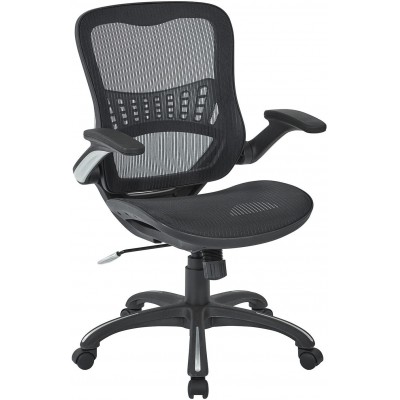 Office Star Mesh Back & Seat 2-to-1 Synchro & Lumbar Support Managers Chair Black