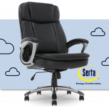 Serta Big & Tall Executive Office Chair High Back All Day Comfort Ergonomic Lumbar Support Bonded Leather Black