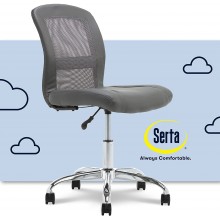 Serta Essential Mesh Low-Back Computer Desk Task Chair with No Arms for Home Office or Conference Room Faux Leather Gray