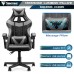 Soontrans Grey Gaming Chairs with Massage Lumbar Pillow,Game Chairs,Ergonomic Gamer Chair,Racing Video Game Chair for Adults Teens with High-Back,Adjustable Headrest Galaxy Grey