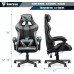Soontrans Grey Gaming Chairs with Massage Lumbar Pillow,Game Chairs,Ergonomic Gamer Chair,Racing Video Game Chair for Adults Teens with High-Back,Adjustable Headrest Galaxy Grey
