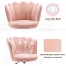 Velvet Vanity Chair Desk Chair Small Home Office Makeup Adjustable Swivel Chair Cute Chair Shell Shaped with Metal Legs for for Bedroom Makeup Living Room Pink