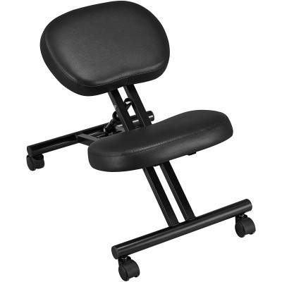 Yaheetech Adjustable Work Desk Stool Ergonomic Home Office Kneeling Chair for Standing Desk with Thick Cushion Pad & Flexible Seating Rolling Casters